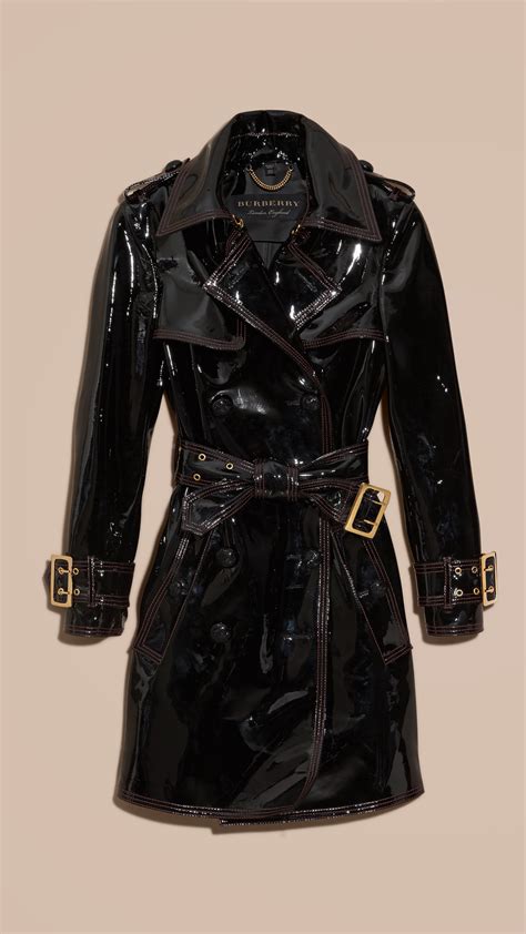 burberry leather trenchcoat celebs|Burberry patent leather trench coat.